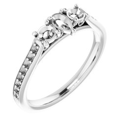 Three-Stone Accented Engagement Ring 