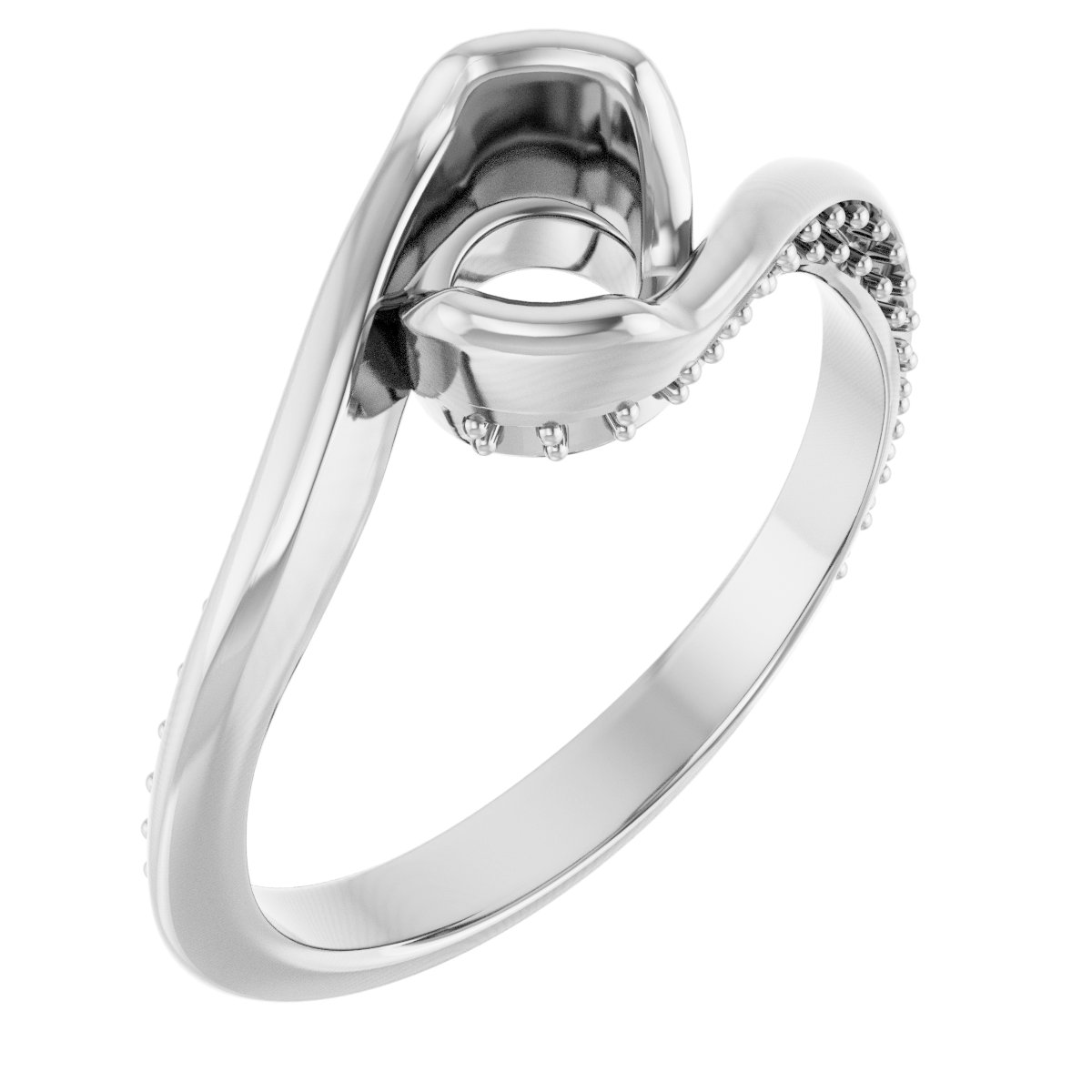 Half-Bezel Accented Bypass Engagement Ring