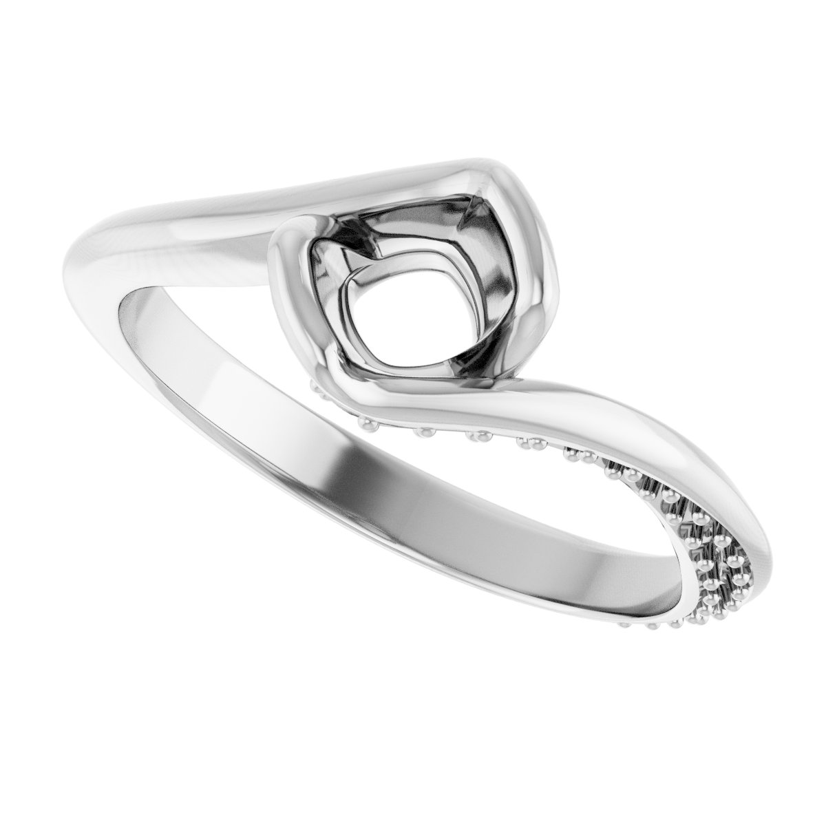 8x8 mm Cushion Half Bezel Engagement Ring Mounting view 5
