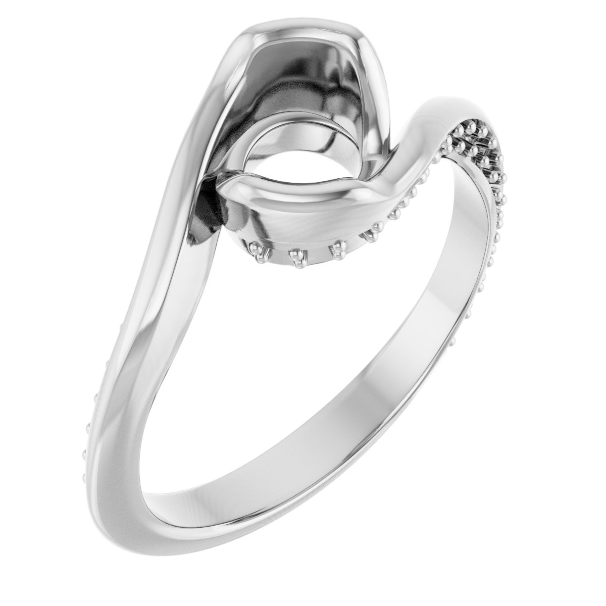 Half-Bezel Accented Bypass Engagement Ring