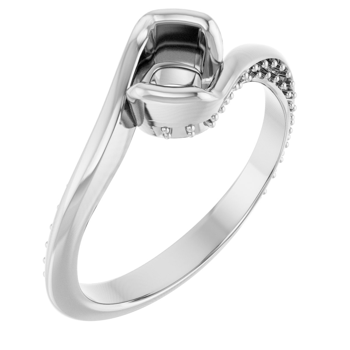 Half-Bezel Accented Bypass Engagement Ring