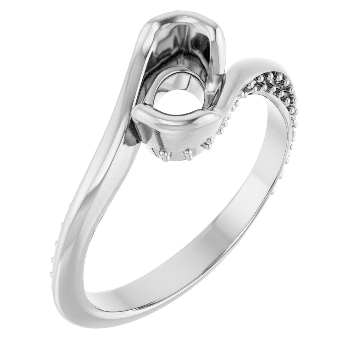Half-Bezel Accented Bypass Engagement Ring