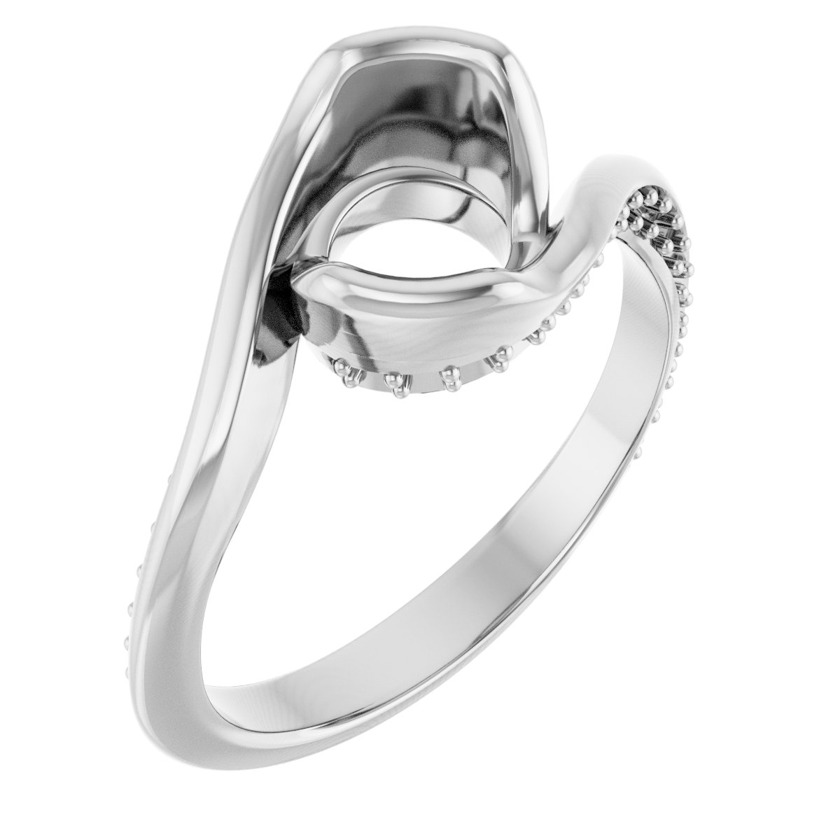 Half-Bezel Accented Bypass Engagement Ring