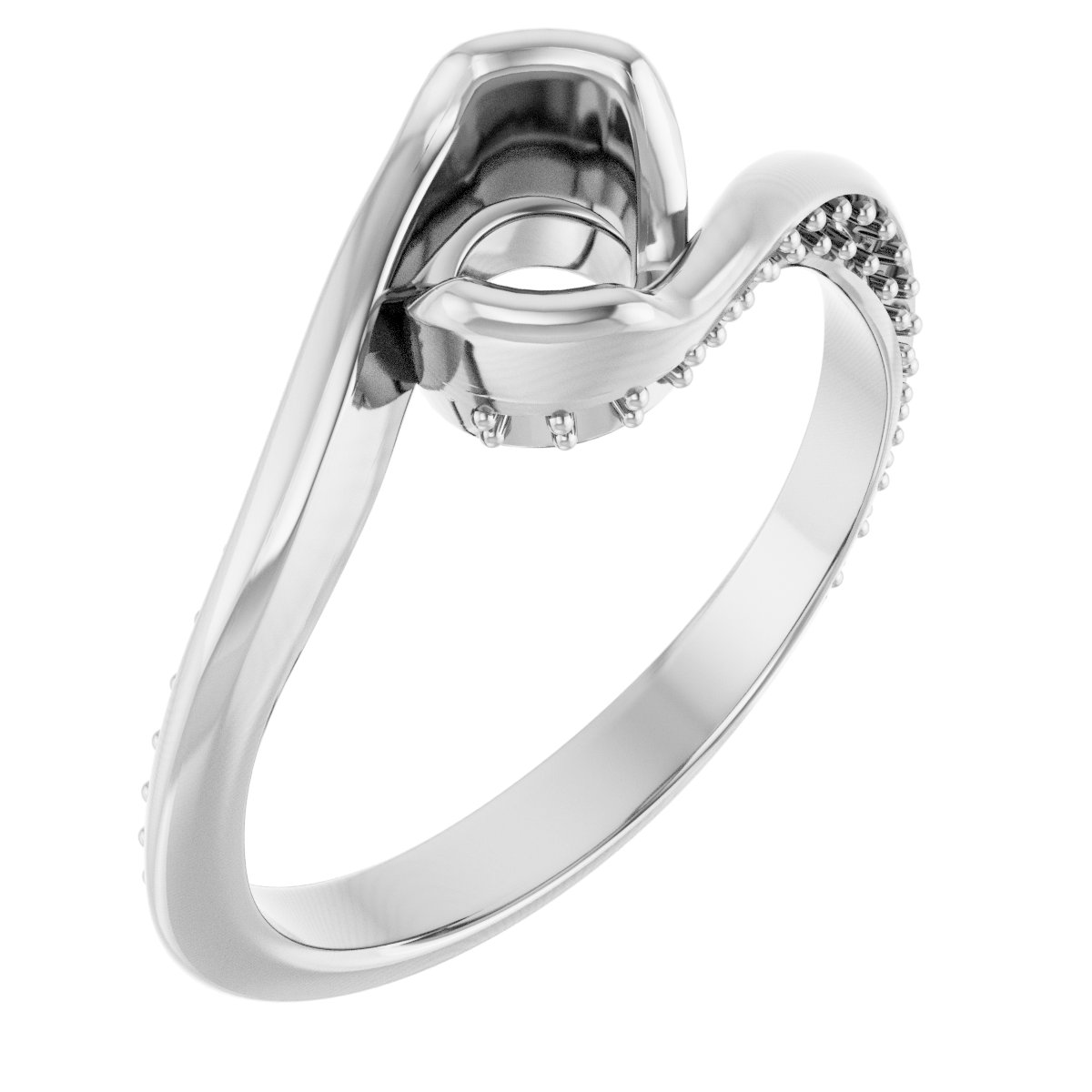 Half-Bezel Accented Bypass Engagement Ring