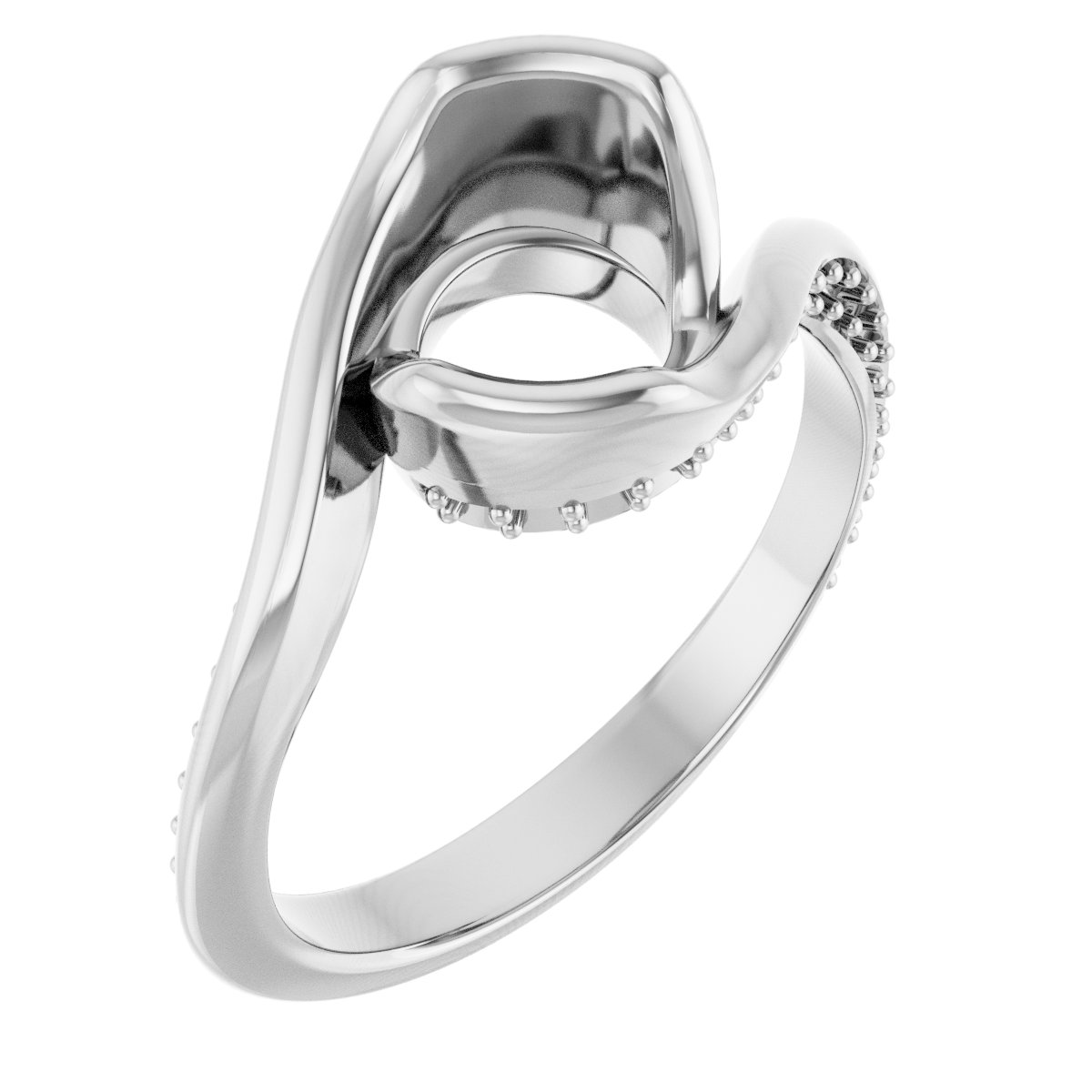 Half-Bezel Accented Bypass Engagement Ring