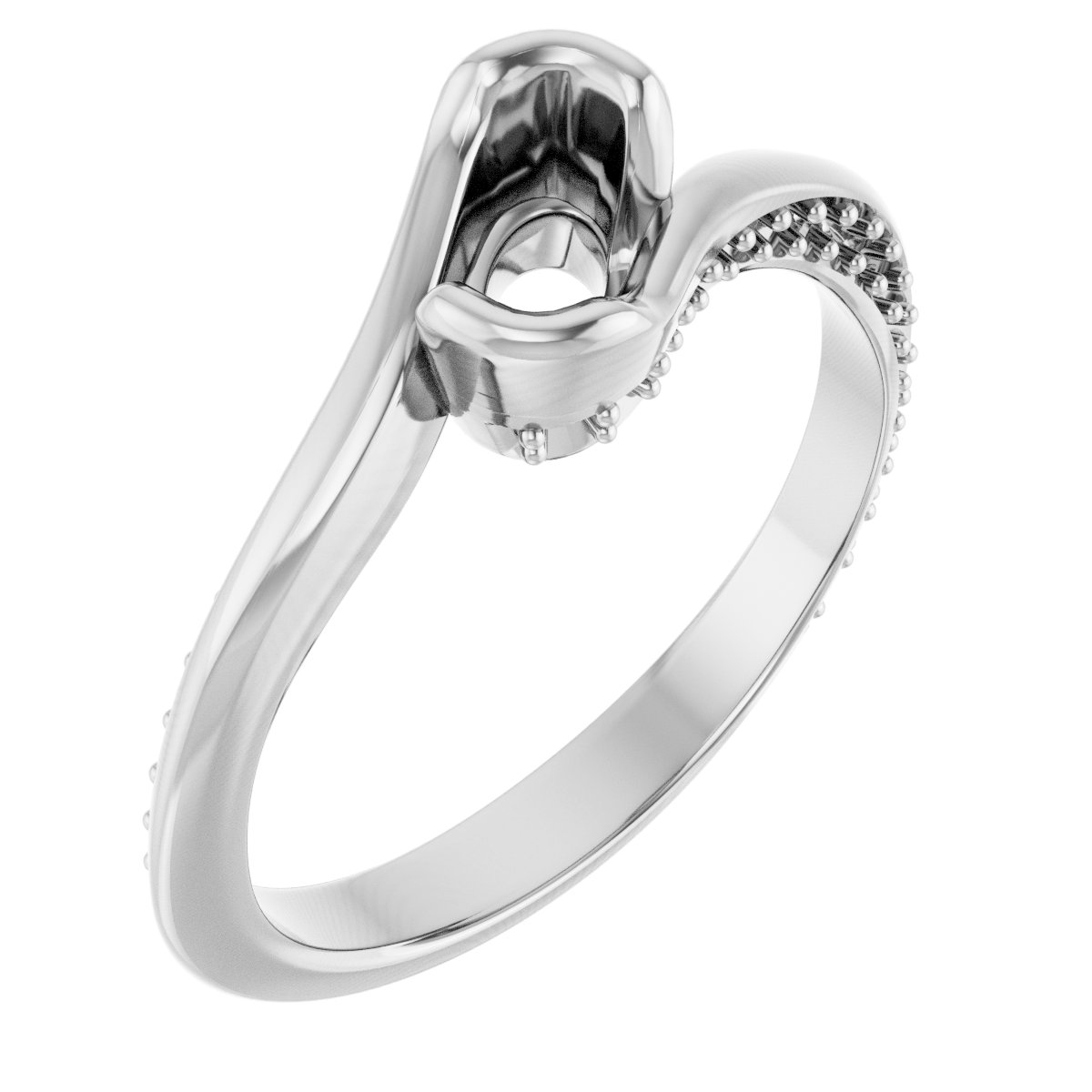 Half-Bezel Accented Bypass Engagement Ring