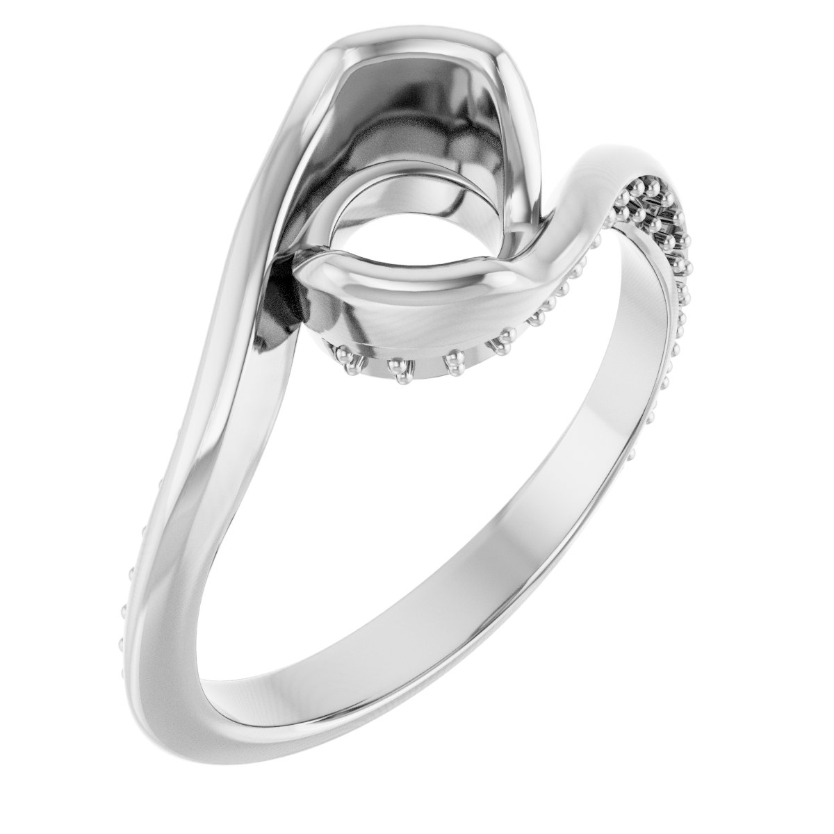 Half-Bezel Accented Bypass Engagement Ring