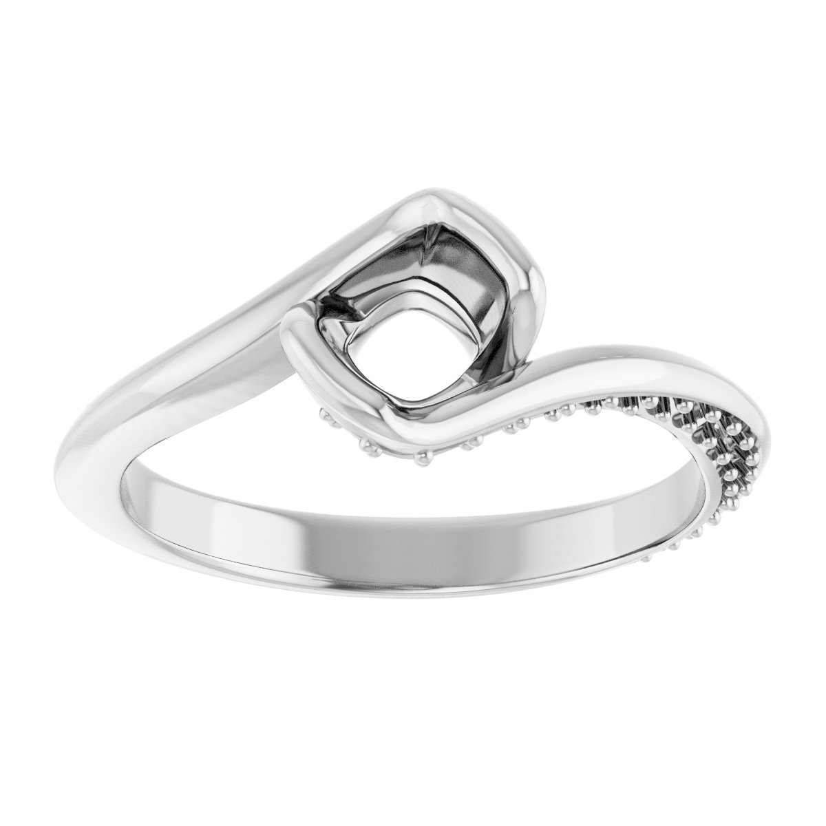 8x8 mm Cushion Half Bezel Engagement Ring Mounting view 3