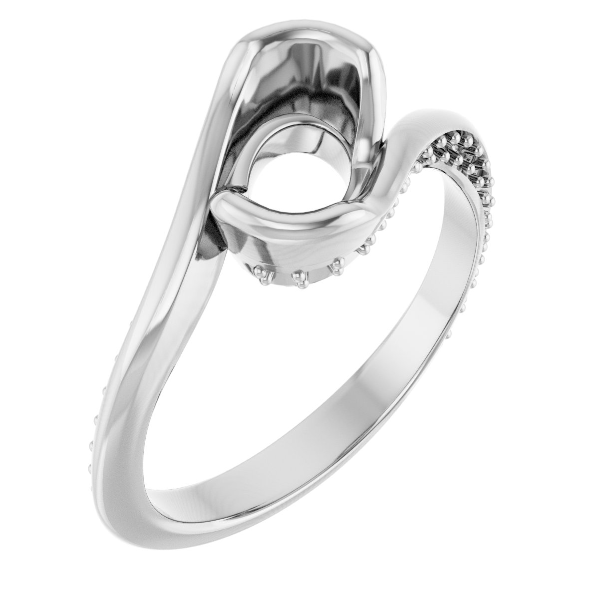 Half-Bezel Accented Bypass Engagement Ring