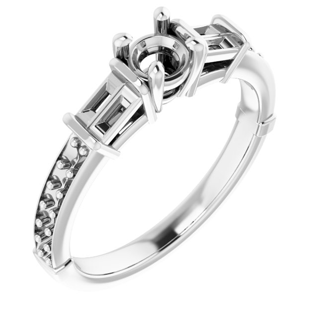 Baguette Accented Engagement Ring