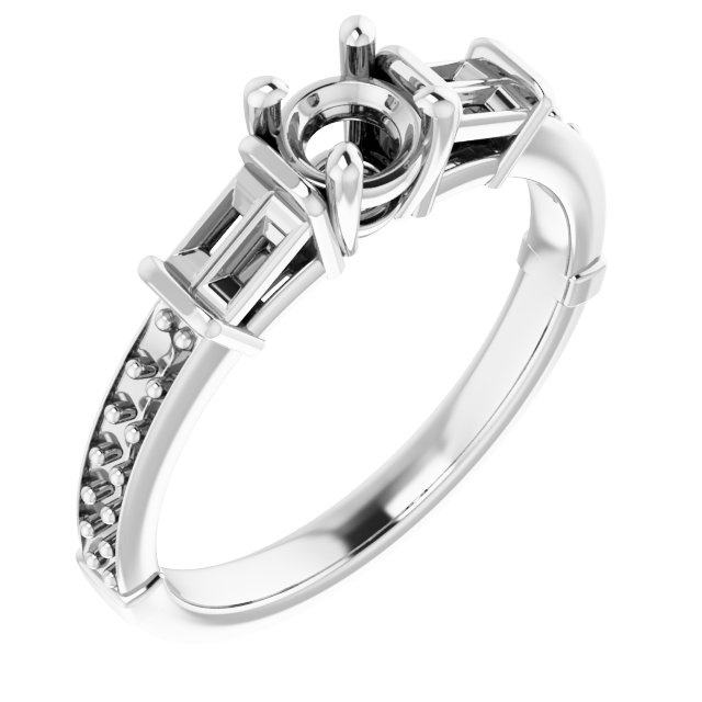 Baguette Accented Engagement Ring