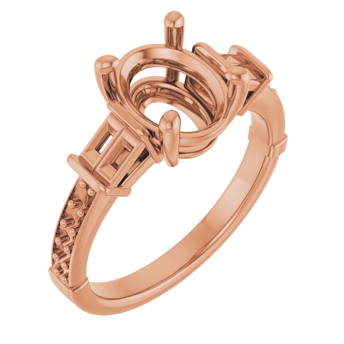 Baguette Accented Engagement Ring