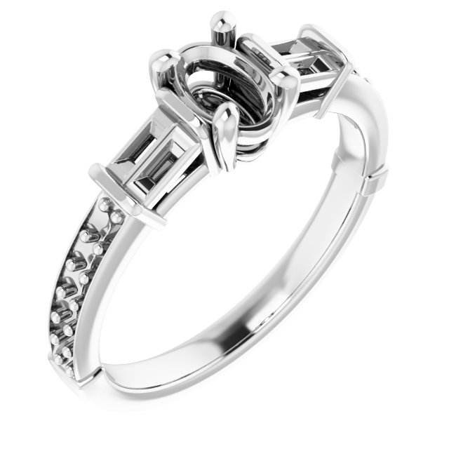 Baguette Accented Engagement Ring