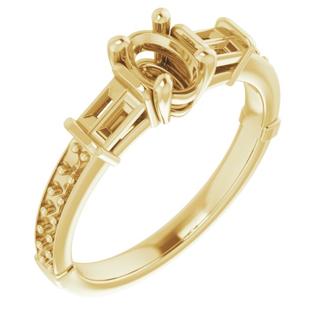 Baguette Accented Engagement Ring