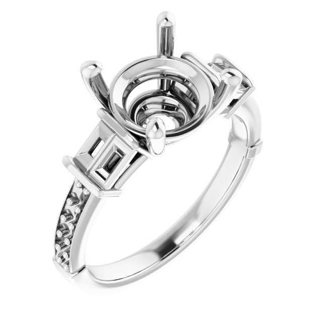 Baguette Accented Engagement Ring
