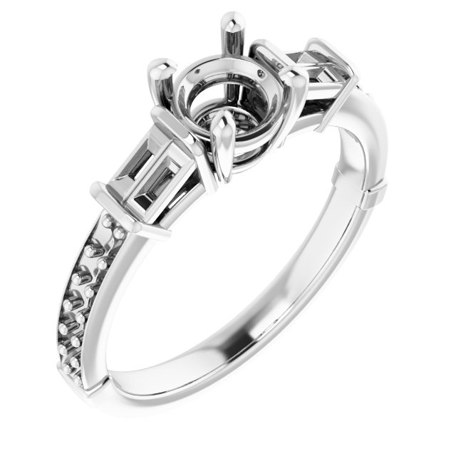 Baguette Accented Engagement Ring
