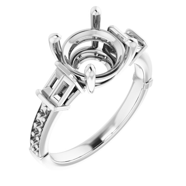 Baguette Accented Engagement Ring