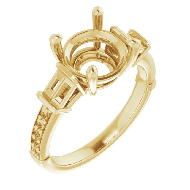 Baguette Accented Engagement Ring