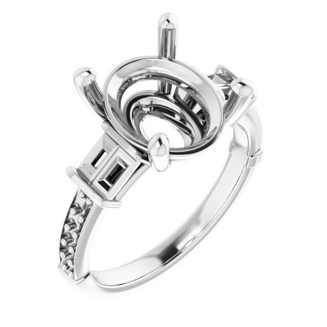 Baguette Accented Engagement Ring