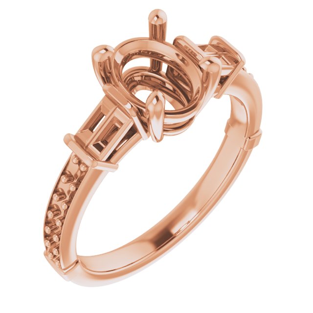 Baguette Accented Engagement Ring