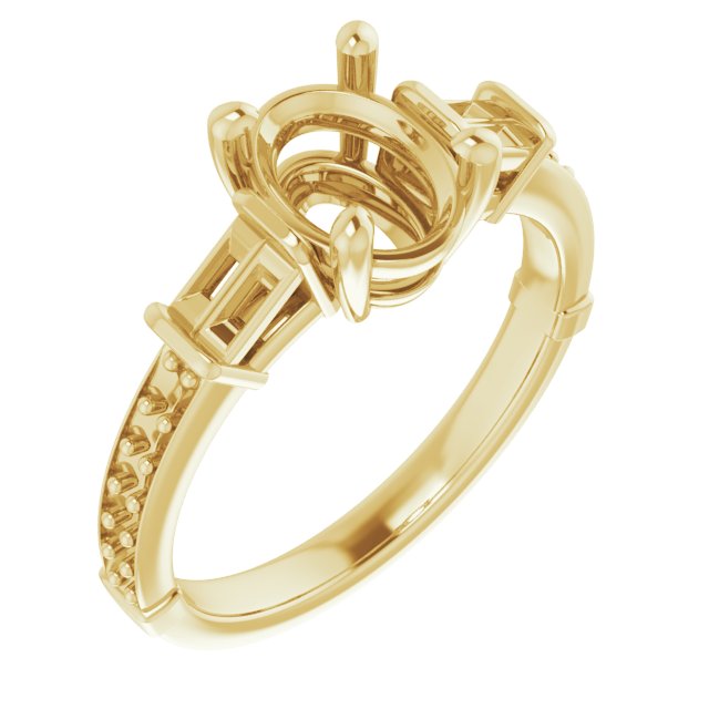 Baguette Accented Engagement Ring