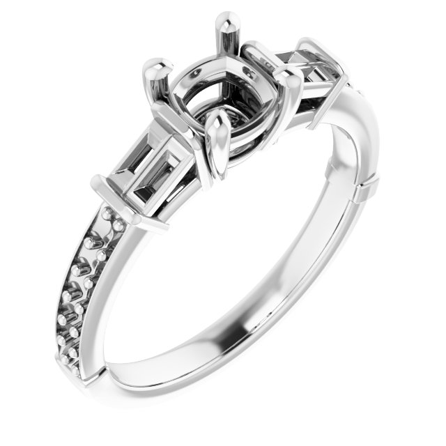 Baguette Accented Engagement Ring