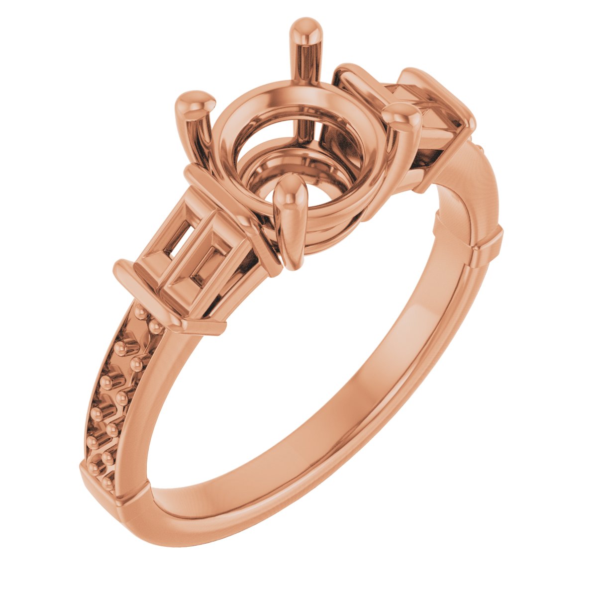 Baguette Accented Engagement Ring