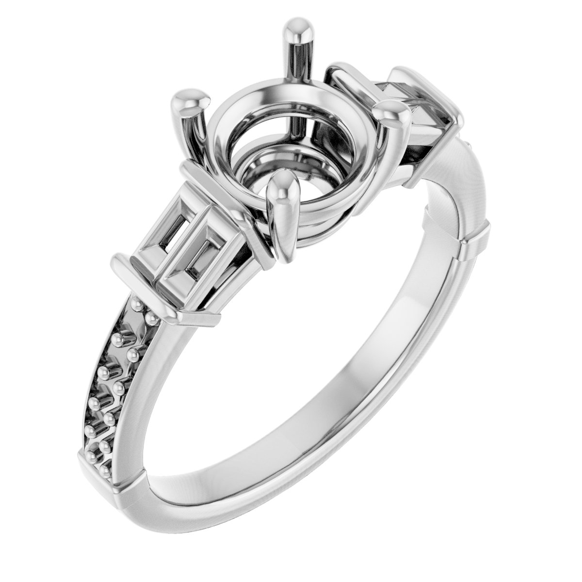 Baguette Accented Engagement Ring