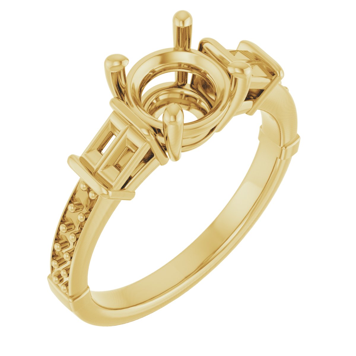 Baguette Accented Engagement Ring