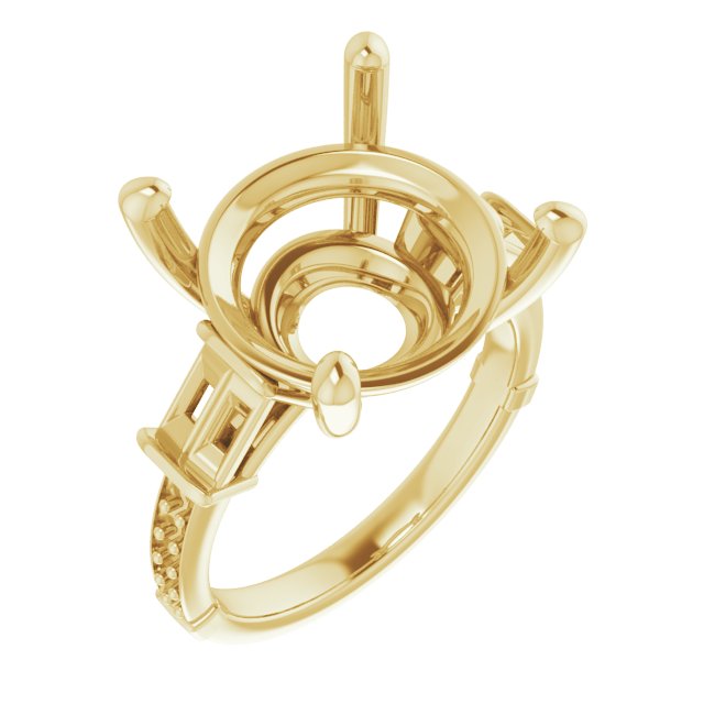 Baguette Accented Engagement Ring