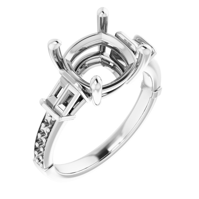 Baguette Accented Engagement Ring