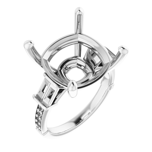 Baguette Accented Engagement Ring
