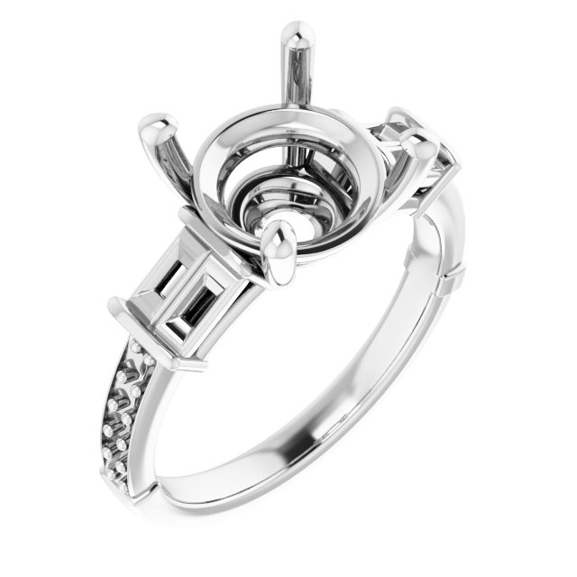 Baguette Accented Engagement Ring