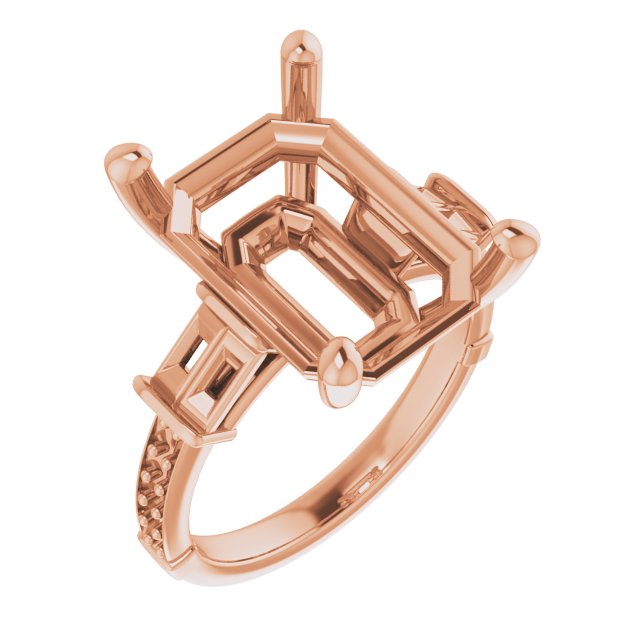 Baguette Accented Engagement Ring
