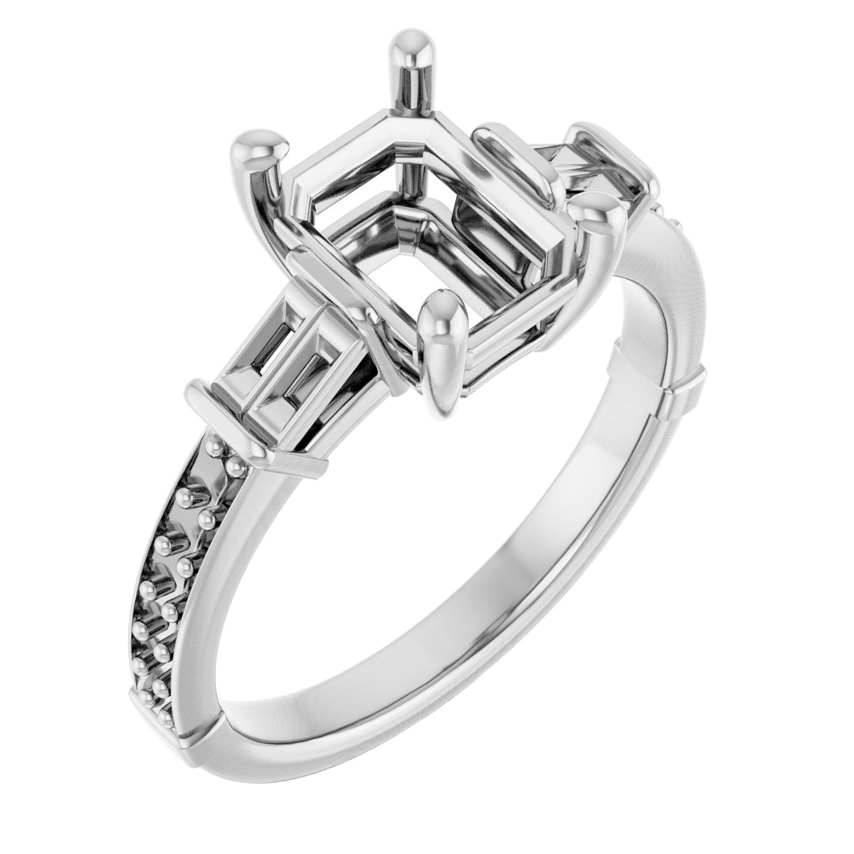 Baguette Accented Engagement Ring