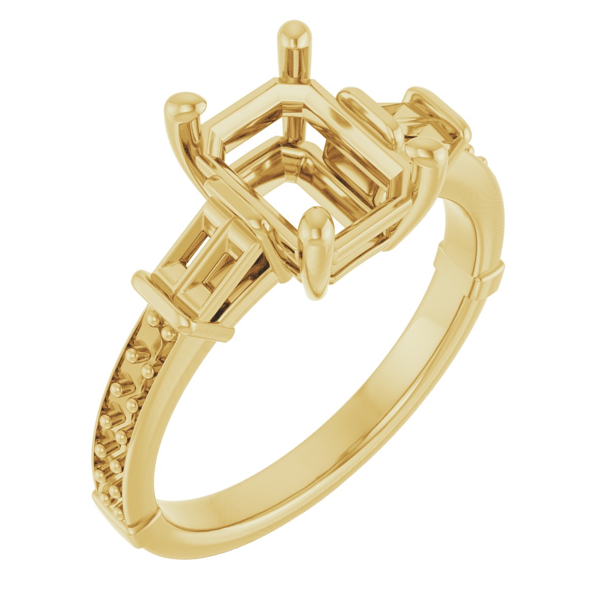 Baguette Accented Engagement Ring