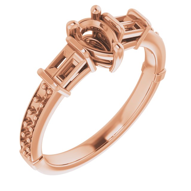 Baguette Accented Engagement Ring