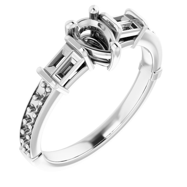Baguette Accented Engagement Ring