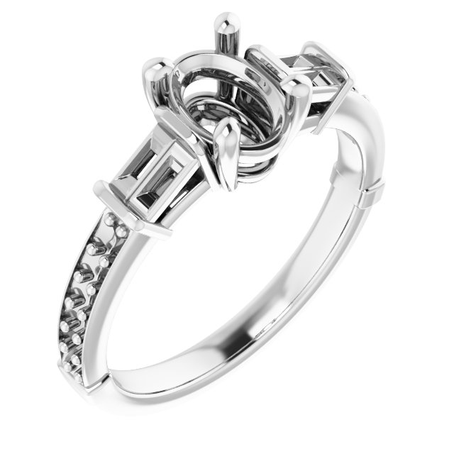 Baguette Accented Engagement Ring