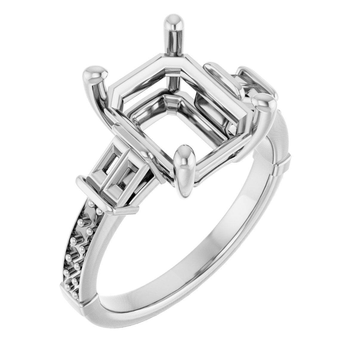 Baguette Accented Engagement Ring