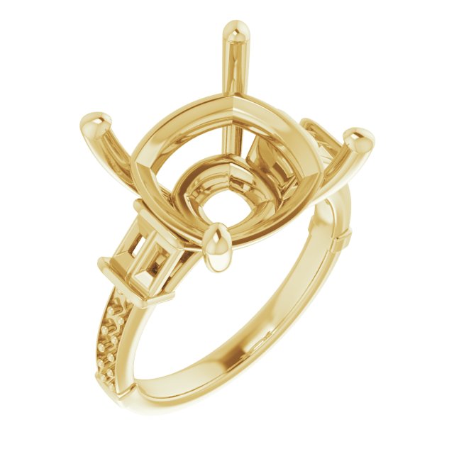 Baguette Accented Engagement Ring