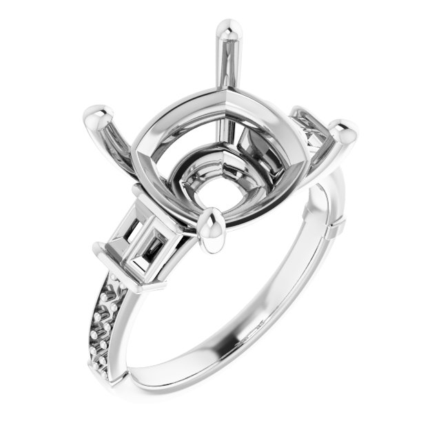 Baguette Accented Engagement Ring