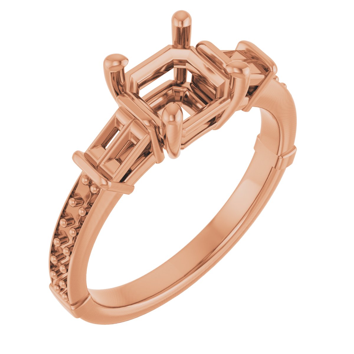 Baguette Accented Engagement Ring