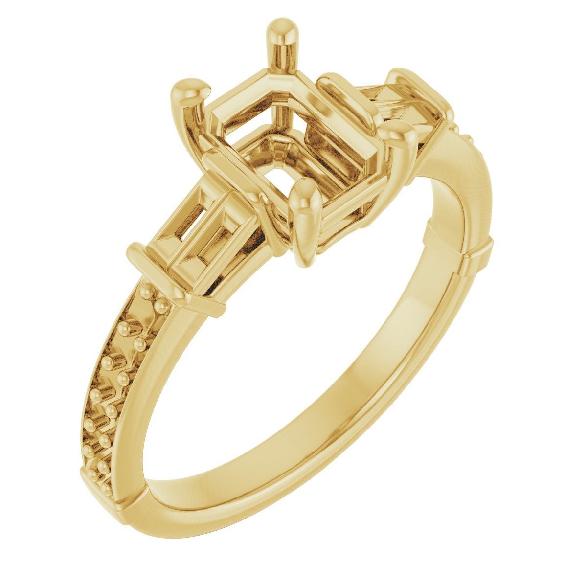 Baguette Accented Engagement Ring