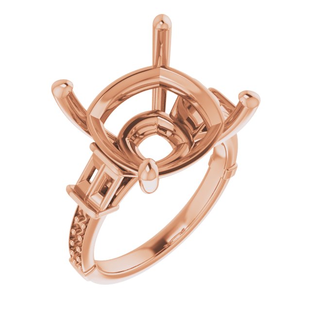 Baguette Accented Engagement Ring