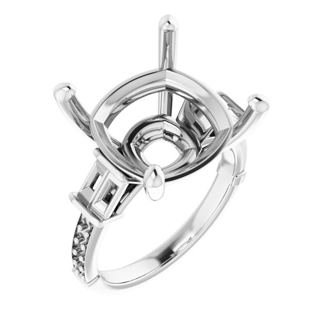 Baguette Accented Engagement Ring