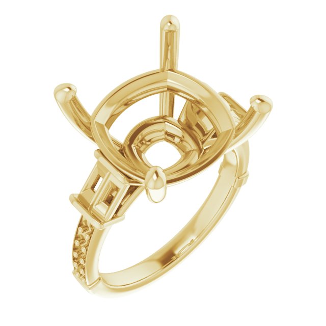 Baguette Accented Engagement Ring