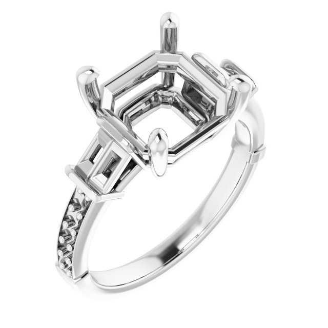 Baguette Accented Engagement Ring