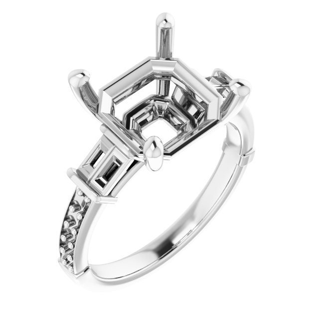 Baguette Accented Engagement Ring