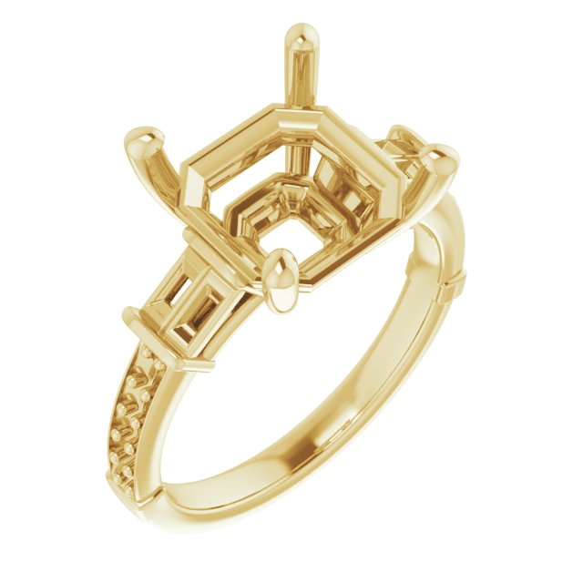 Baguette Accented Engagement Ring